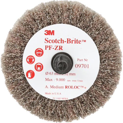Brosse &agrave; lamelles pour labrasion et le polissage PF-ZR Roloc Scotch-Brite, Oxyde d'aluminium, Grain Moyen, 2-1/2" x 1-1/4" Duraquip Inc