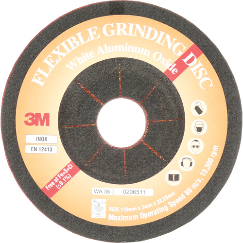 Flexible Grinding Disc, 4-5/8", Aluminum Oxide, 22 mm, Type WA Duraquip Inc