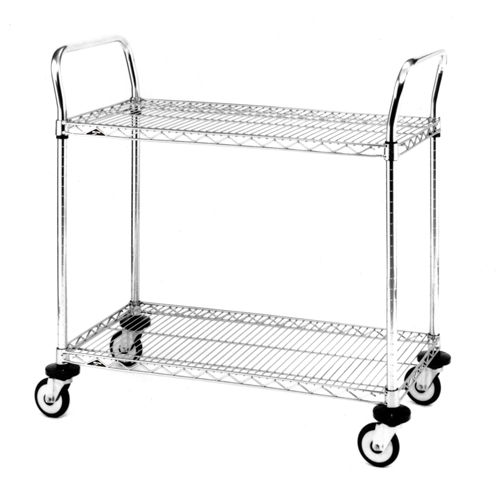 Standard-Duty Utility Cart With Wire Shelves, Chrome Plated, 24" x 39" x 36", 375 lbs. Capacity Duraquip Inc
