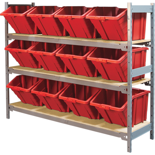 &eacute;tag&egrave;res larges avec bacs g&eacute;ants en plastique, Acier, Sans boulons, Capacit&eacute; 800 lb, 66" la x 60" h x 18" p Duraquip Inc