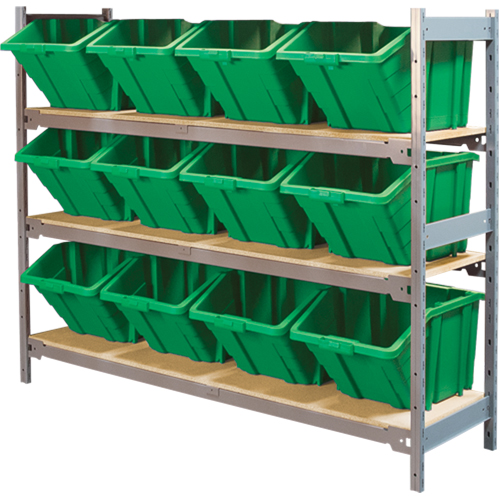 &eacute;tag&egrave;res larges avec bacs g&eacute;ants en plastique, Acier, Sans boulons, Capacit&eacute; 800 lb, 66" la x 60" h x 18" p Duraquip Inc