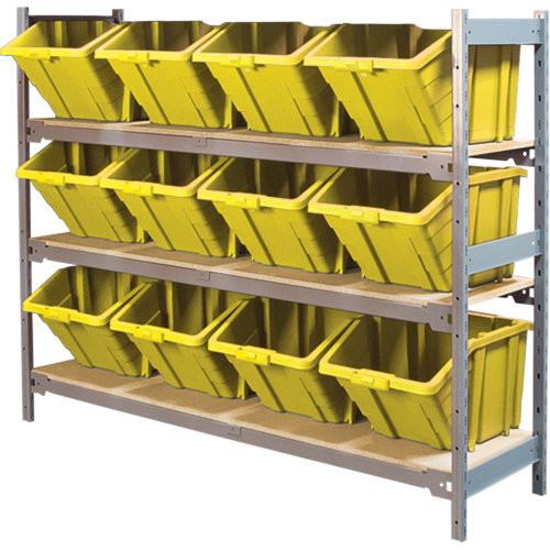 &eacute;tag&egrave;res larges avec bacs g&eacute;ants en plastique, Acier, Sans boulons, Capacit&eacute; 800 lb, 66" la x 60" h x 18" p Duraquip Inc