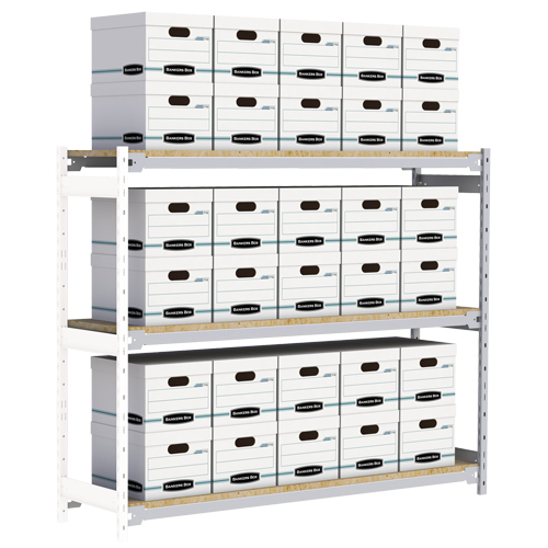 Wide Span Record Storage Shelving, Steel, 3 Shelves, 72" W x 18" D x 60" H, Add-On Kit Duraquip Inc