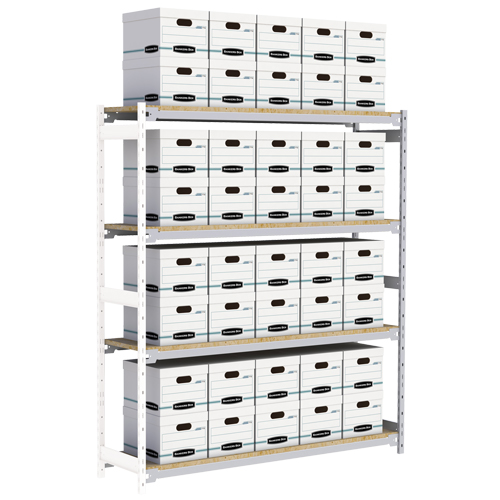 Wide Span Record Storage Shelving, Steel, 4 Shelves, 72" W x 18" D x 84" H, Add-On Kit Duraquip Inc