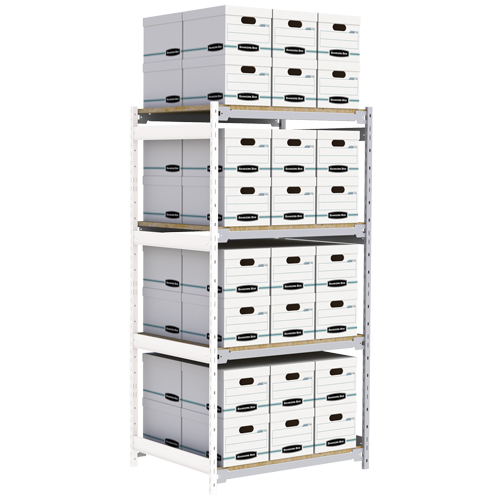 Wide Span Record Storage Shelving, Steel, 4 Shelves, 42" W x 32" D x 84" H, Add-On Kit Duraquip Inc