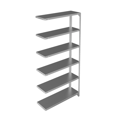 Shelving Unit, Galvanized Steel, Slotted Angle, 400 lbs. Capacity, 36" W x 72" H x 12" D Duraquip Inc