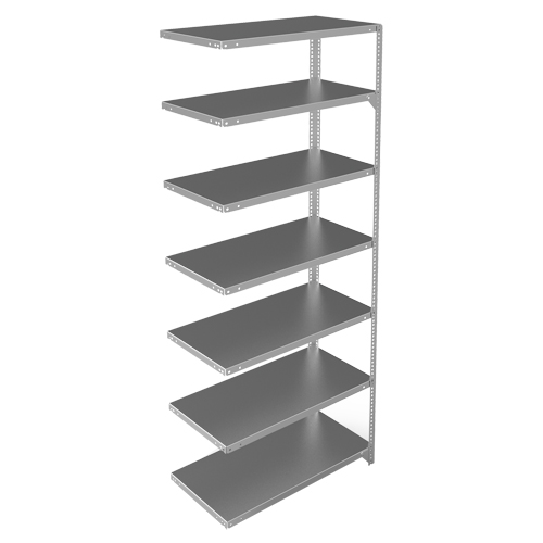 Shelving Unit, Galvanized Steel, Slotted Angle, 400 lbs. Capacity, 36" W x 84" H x 18" D Duraquip Inc
