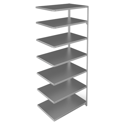 Shelving Unit, Galvanized Steel, Slotted Angle, 400 lbs. Capacity, 36" W x 84" H x 24" D Duraquip Inc