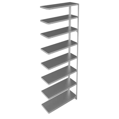 Shelving Unit, Galvanized Steel, Slotted Angle, 400 lbs. Capacity, 36" W x 96" H x 15" D Duraquip Inc