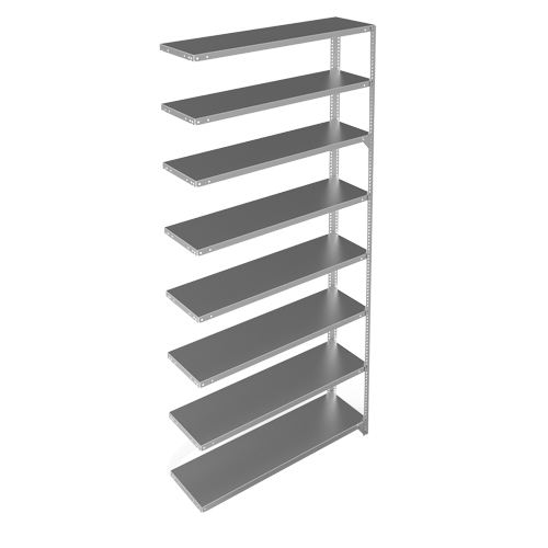 Shelving Unit, Galvanized Steel, Slotted Angle, 300 lbs. Capacity, 48" W x 96" H x 12" D Duraquip Inc