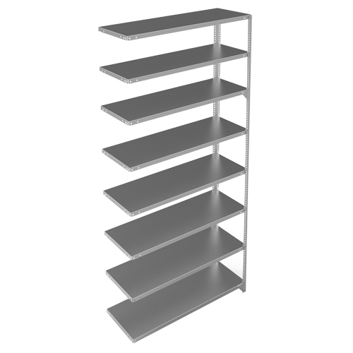 Shelving Unit, Galvanized Steel, Slotted Angle, 300 lbs. Capacity, 48" W x 96" H x 15" D Duraquip Inc