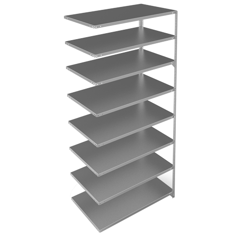 Shelving Unit, Galvanized Steel, Slotted Angle, 275 lbs. Capacity, 48" W x 96" H x 24" D Duraquip Inc