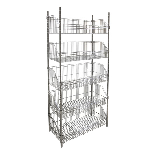 &eacute;tag&egrave;re &agrave; paniers-tablettes en treillis m&eacute;tallique, Tiers 5, 36" la x 74" h x 18" p Duraquip Inc