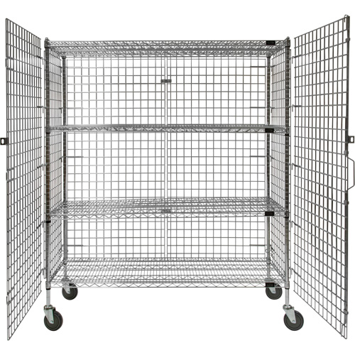 Security Cart, Chrome Plated, 60" x 69" x 24", 500 lbs. Capacity Duraquip Inc