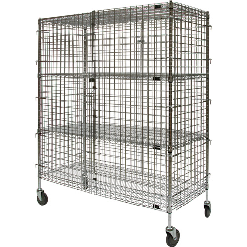 Security Cart, Chrome Plated, 60" x 69" x 24", 500 lbs. Capacity Duraquip Inc
