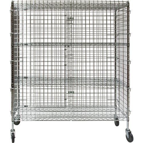 Security Cart, Chrome Plated, 60" x 69" x 24", 500 lbs. Capacity Duraquip Inc