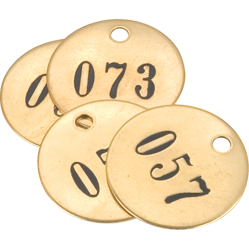 Numbered Tags, # 026 - 050, Brass, 1.5" dia Duraquip Inc