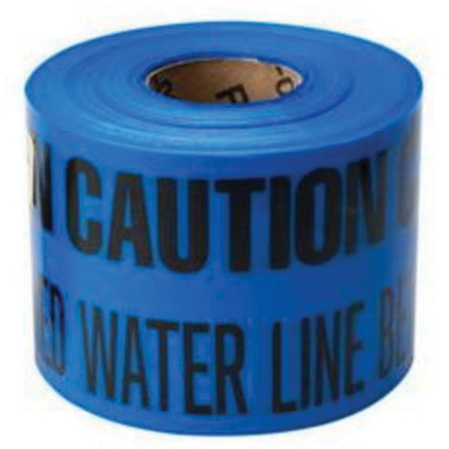 Ruban d'avertissement de danger souterrain Buried Water Line Identoline, 6" la x 1000' lo, Noir sur bleu Duraquip Inc