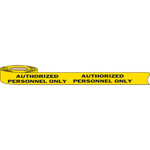 Barricade Tape, English, 3" W x 1000' L, 2 mils, Black on Yellow Duraquip Inc