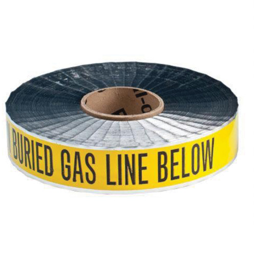 Ruban d'avertissement de danger souterrain Gas Line Identoline, 2" la x 1000' lo, Noir sur jaune Duraquip Inc