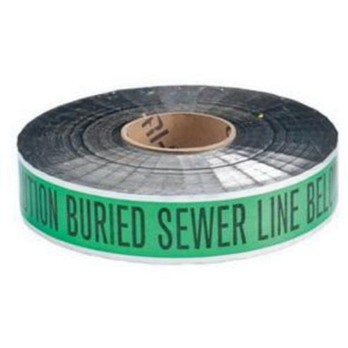 Ruban d'avertissement de danger souterrain Sewer Line Identoline, 2" la x 1000' lo, Noir sur vert Duraquip Inc
