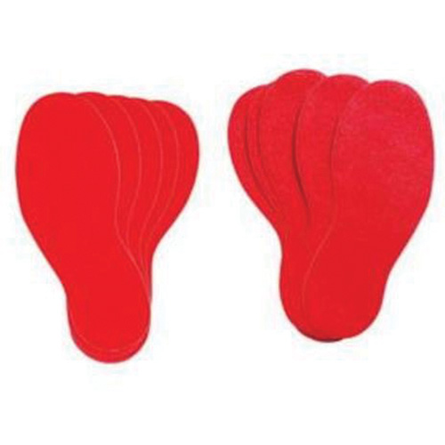 Floor Marking Labels, Footprint, 12" L x 3.75" W, Red, Vinyl Duraquip Inc