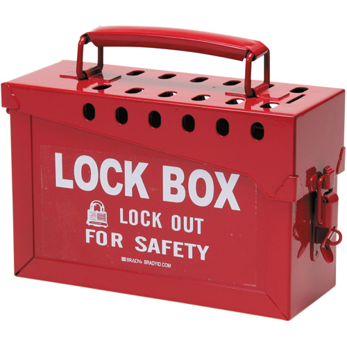 Portable Metal Lock Box, Red Duraquip Inc
