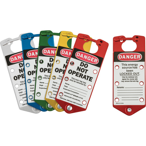 Moraillons de verrouillage &eacute;tiquet&eacute;s, Bleu/Vert/Rouge/Argent/Jaune Duraquip Inc
