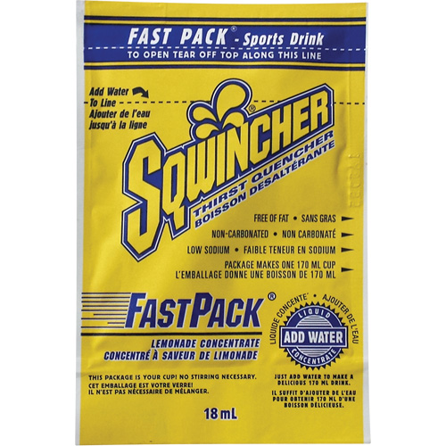 Sqwincher&reg; Rehydration Drink Fast Pack&reg;, Single Serve, Lemonade Duraquip Inc
