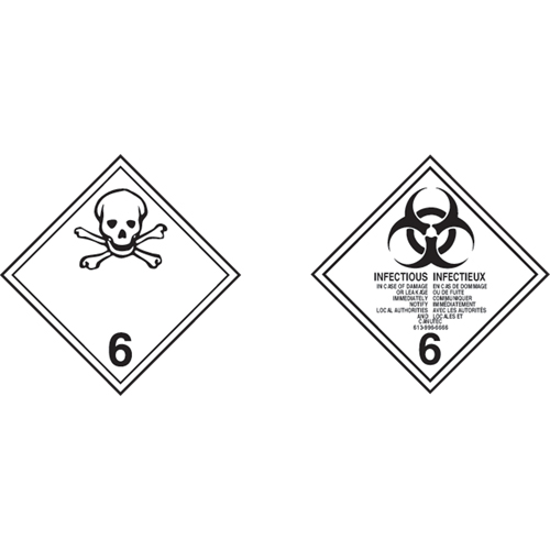 TDG Shipping Labels, Class 6.1, Toxic Substances, Paper Duraquip Inc