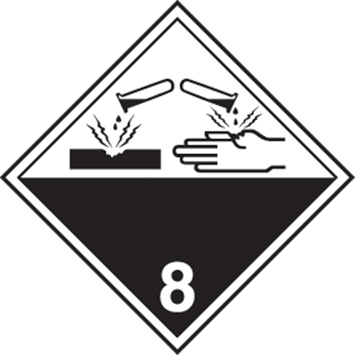 &eacute;tiquettes d'exp&eacute;dition TMD, Classe 8, Corrosifs, Papier Duraquip Inc