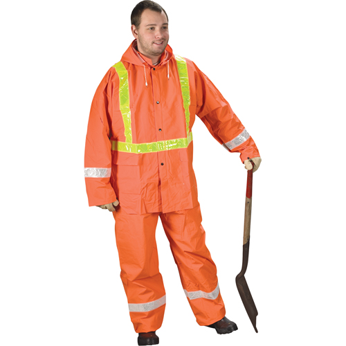 Tornado Traffic Rain Suit, PVC, Small, High Visibility Orange Duraquip Inc
