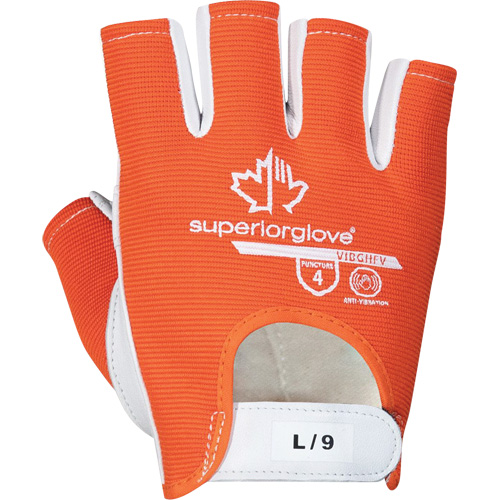 Vibrastop Half-Finger Vibration-Dampening Gloves, Size Large, Goatskin Palm Duraquip Inc
