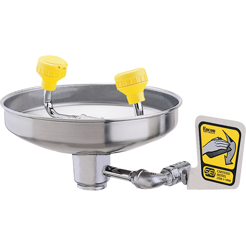 Eyewash With Acetal Heads, Wall-Mount Installation, Stainless Steel Bowl Duraquip Inc
