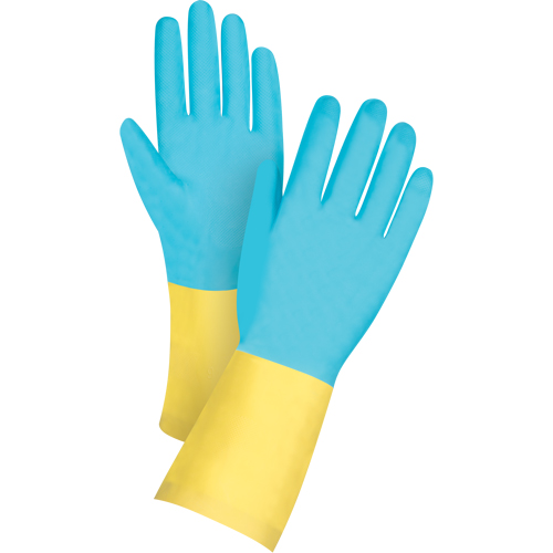 Gants tremp&eacute;s de premi&egrave;re qualit&eacute; r&eacute;sistants aux produits chimiques, Taille Petit/7, 12" lo, N&eacute;opr&egrave;ne/Latex de caoutchouc, Doublure en Coton/Ouat&eacute;e, 20 mils Duraquip Inc