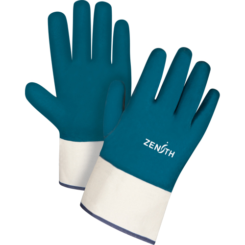 Heavyweight Safety Cuff Gloves, 11/2X-Large, Nitrile Coating, Cotton Shell Duraquip Inc