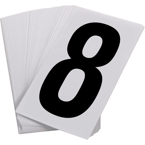 Num&eacute;ros autocollants, 8, 3-1/2" h, Noir sur blanc Duraquip Inc