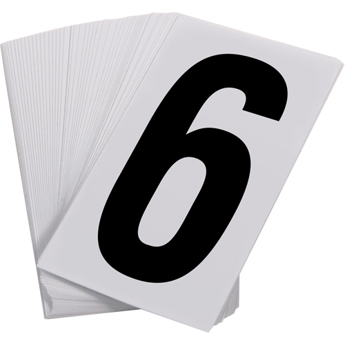 Pressure Sensitive Numbering, 6, 3-1/2" H, Black on White Duraquip Inc