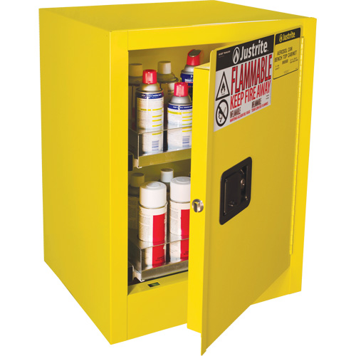 Sure-Grip&reg; EX Benchtop Flammable Safety Cabinet, 24 gal., 1 Door, 21" W x 27" H x 18" D Duraquip Inc