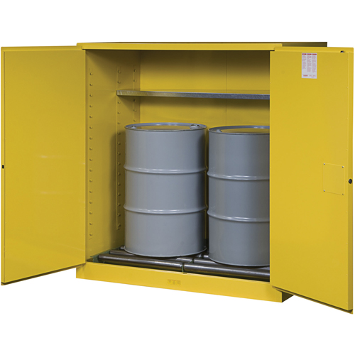 Sure-Grip&reg; EX Vertical Drum Storage Cabinets, 110 US gal. Cap., 2 Drums, Yellow Duraquip Inc