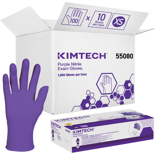 Kimtech Examination Gloves, X-Small, Nitrile, 6-mil, Powder-Free, Purple, Class 2 Duraquip Inc