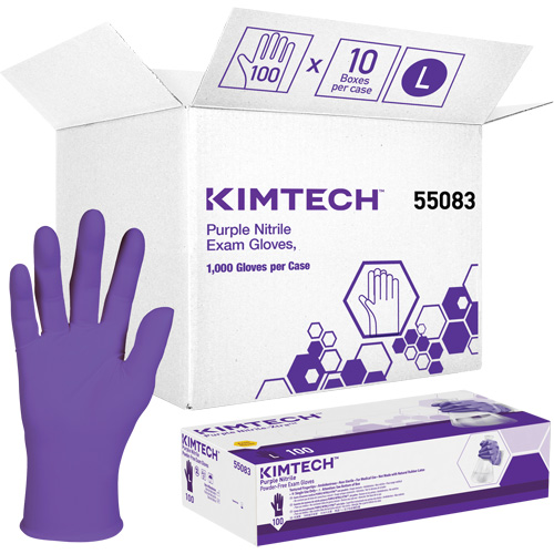 Gants d'examen Kimtech, Grand, Nitrile, 6 mils, Sans poudre, Mauve, Classe 2 Duraquip Inc