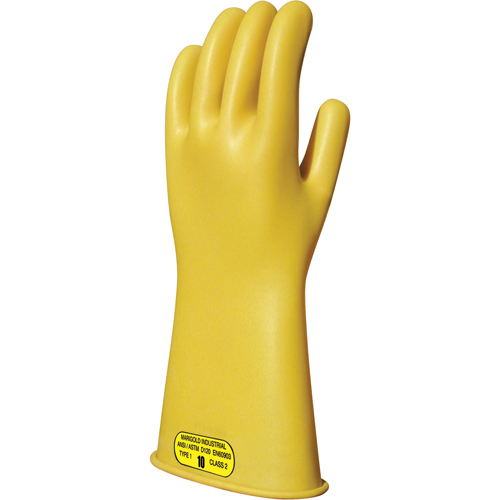 Gants isolants en caoutchouc naturel jaune, ASTM classe 2, Taille 8, 14" lo Duraquip Inc