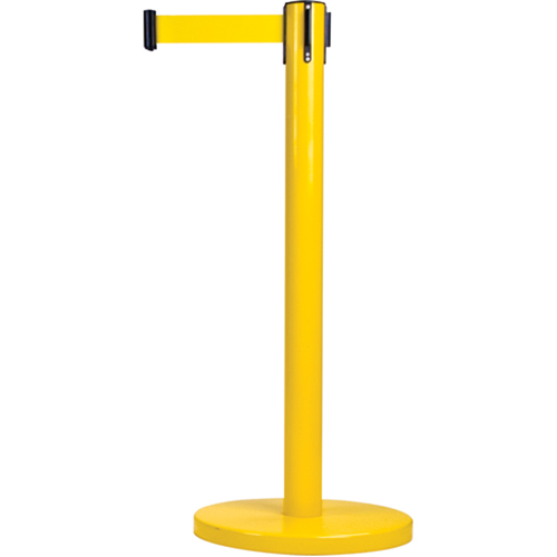 Barri&egrave;res sur pieds pour le contr&ocirc;le des foules, Acier, 35" h, Ruban Jaune, Longueur du ruban 7' Duraquip Inc