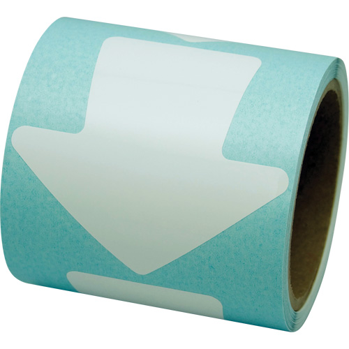 D&eacute;calcomanie en couleur pour le marquage des planchers, Fl&egrave;che, 4" lo x 4" la, Blanc, Vinyle Duraquip Inc