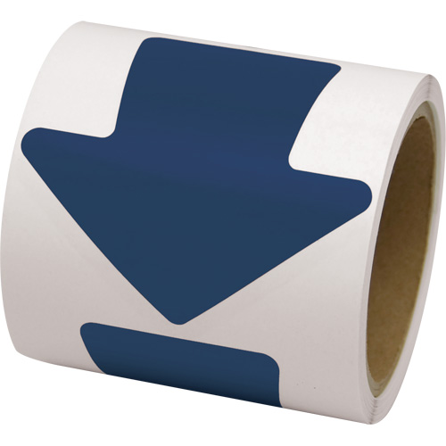 D&eacute;calcomanie en couleur pour le marquage des planchers, Fl&egrave;che, 4" lo x 4" la, Bleu, Vinyle Duraquip Inc