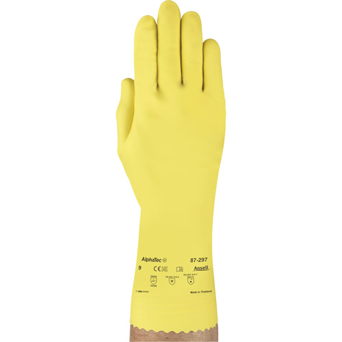 VersaTouch&reg; 297 Gloves, Size X-Large/10, 12" L, Rubber Latex, Flock-Lined Inner Lining, 20-mil Duraquip Inc