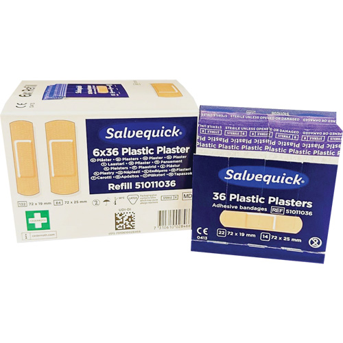 Syst&egrave;mes de distribution de bandages Salvequick - recharges st&eacute;riles, Rectangulaire/carr&eacute;e, Plastique, St&eacute;rile Duraquip Inc