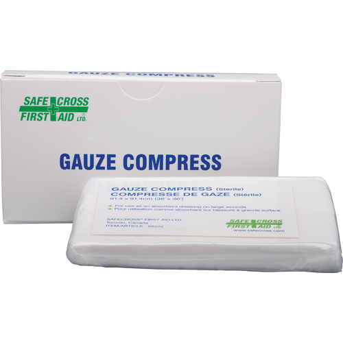 Gauze Compress, Pad, 36" L x 36" W, Sterile, Medical Device Class 1 Duraquip Inc
