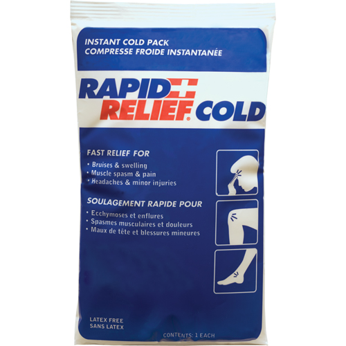Compresse froide instantan&eacute;e Rapid Relief, Froid, Utilisation unique, 9" x 6" Duraquip Inc